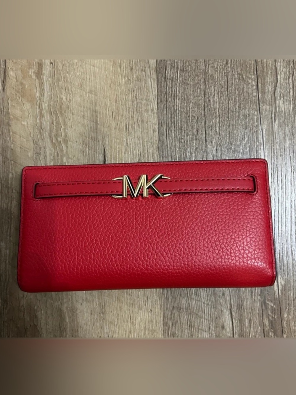 Michael Kors Red Leather Wallet with Gold Logo